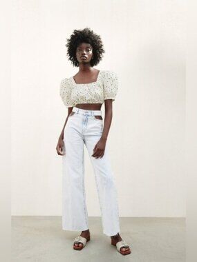 🦋BLOGGERS FAVORITE🦋 ZARA Z1975 WIDE LEG CUT OUT JEANS Size 8